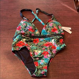 Victorias secret Floral One Piece Swimsuit - Green and Red